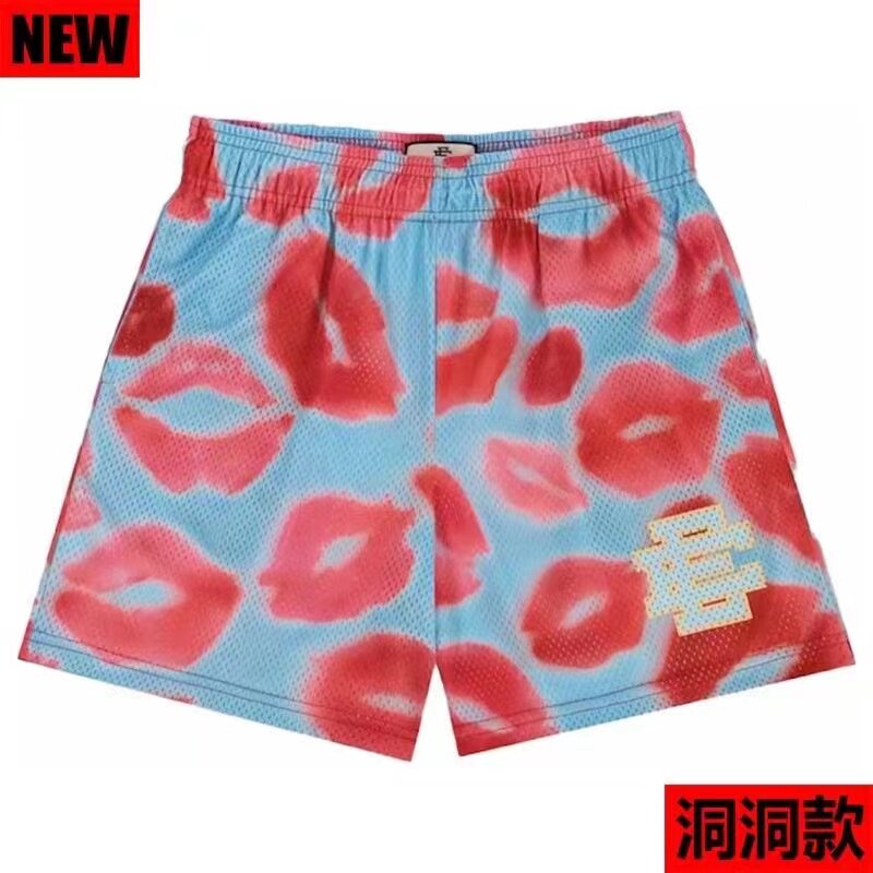New EE American casual fitness shorts muscular men sports quarter pants mesh breathable style European and American stars with the same style