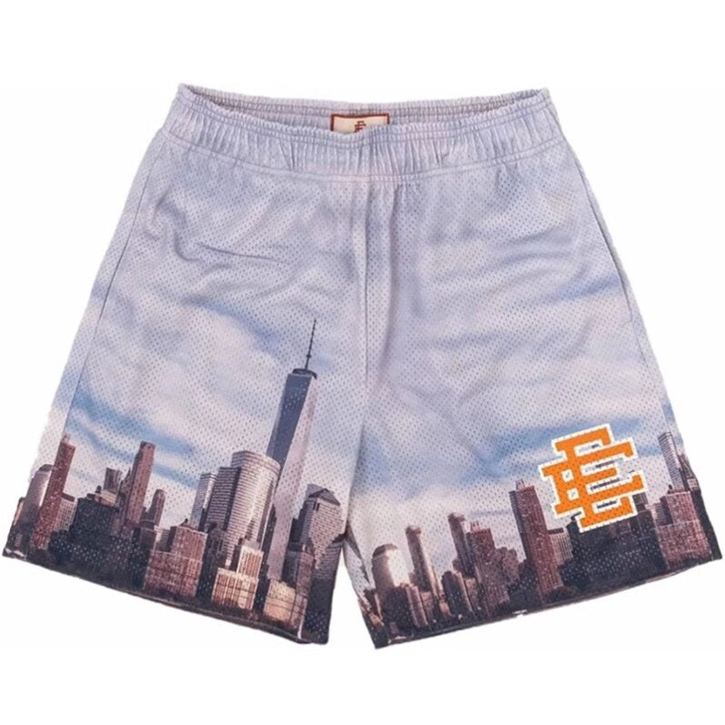 EE print shorts logo sweatpants mesh drawstring American shorts