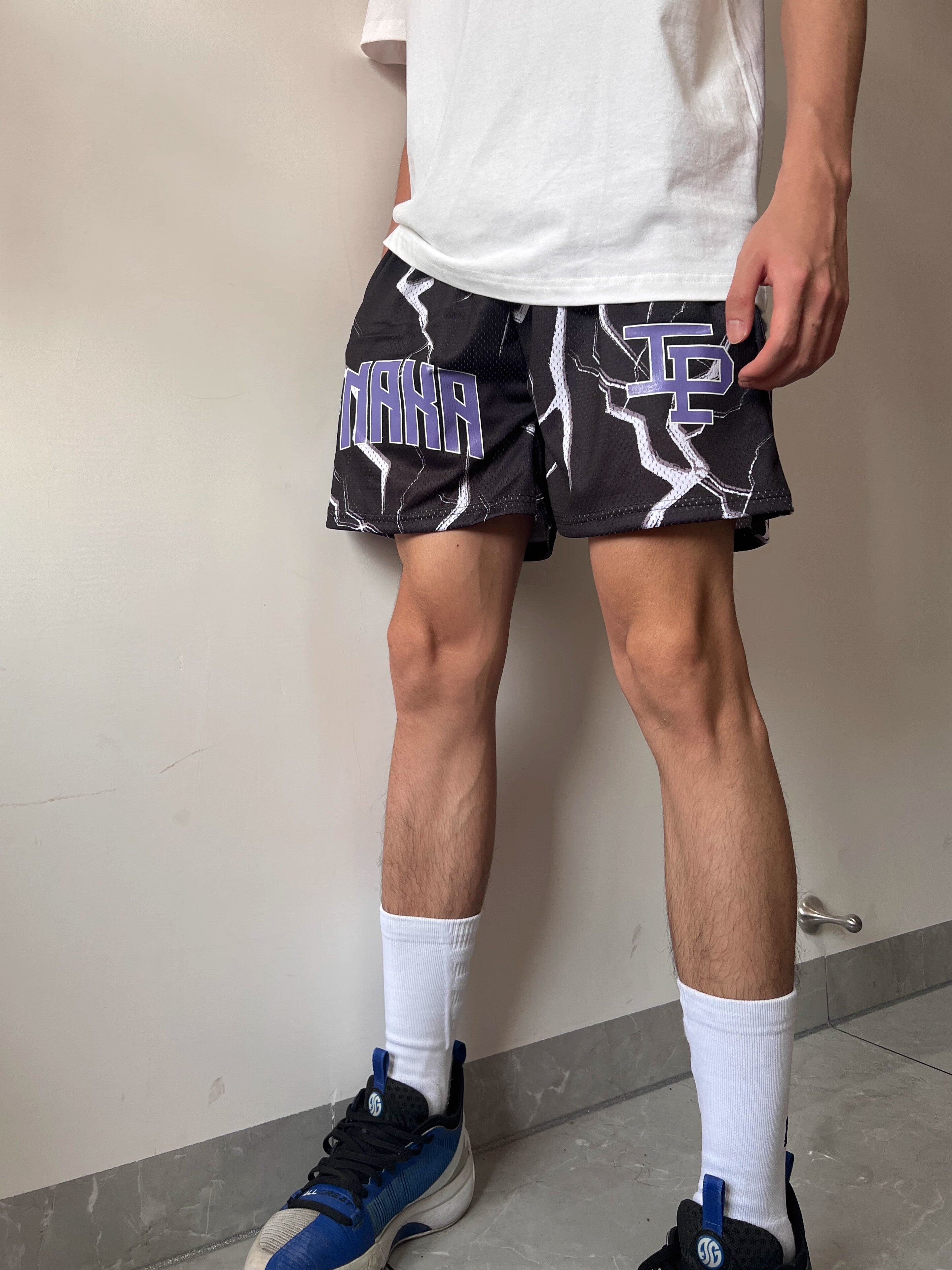 EE print shorts logo sweatpants mesh drawstring American shorts