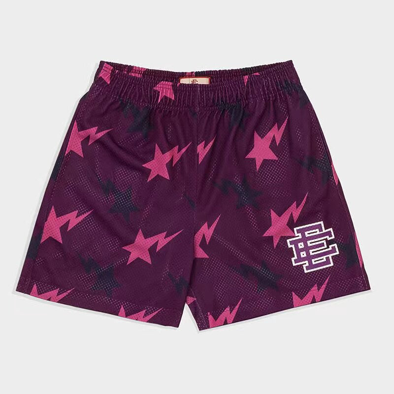 New EE American casual fitness shorts muscular men sports quarter pants mesh breathable style European and American stars with the same style