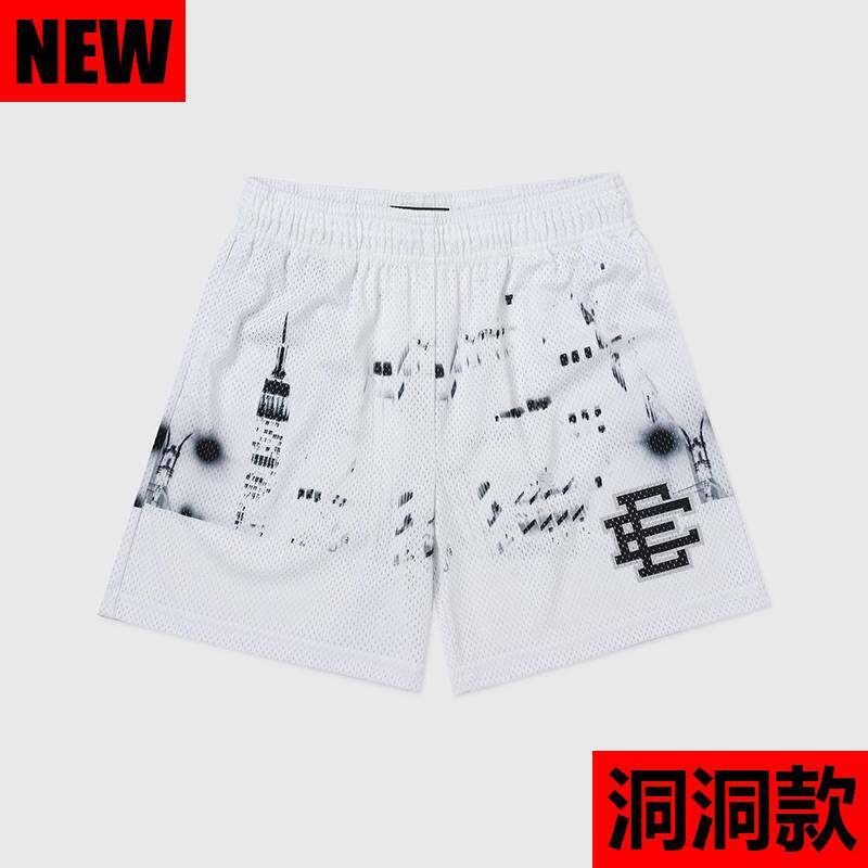 New EE American casual fitness shorts muscular men sports quarter pants mesh breathable style European and American stars with the same style