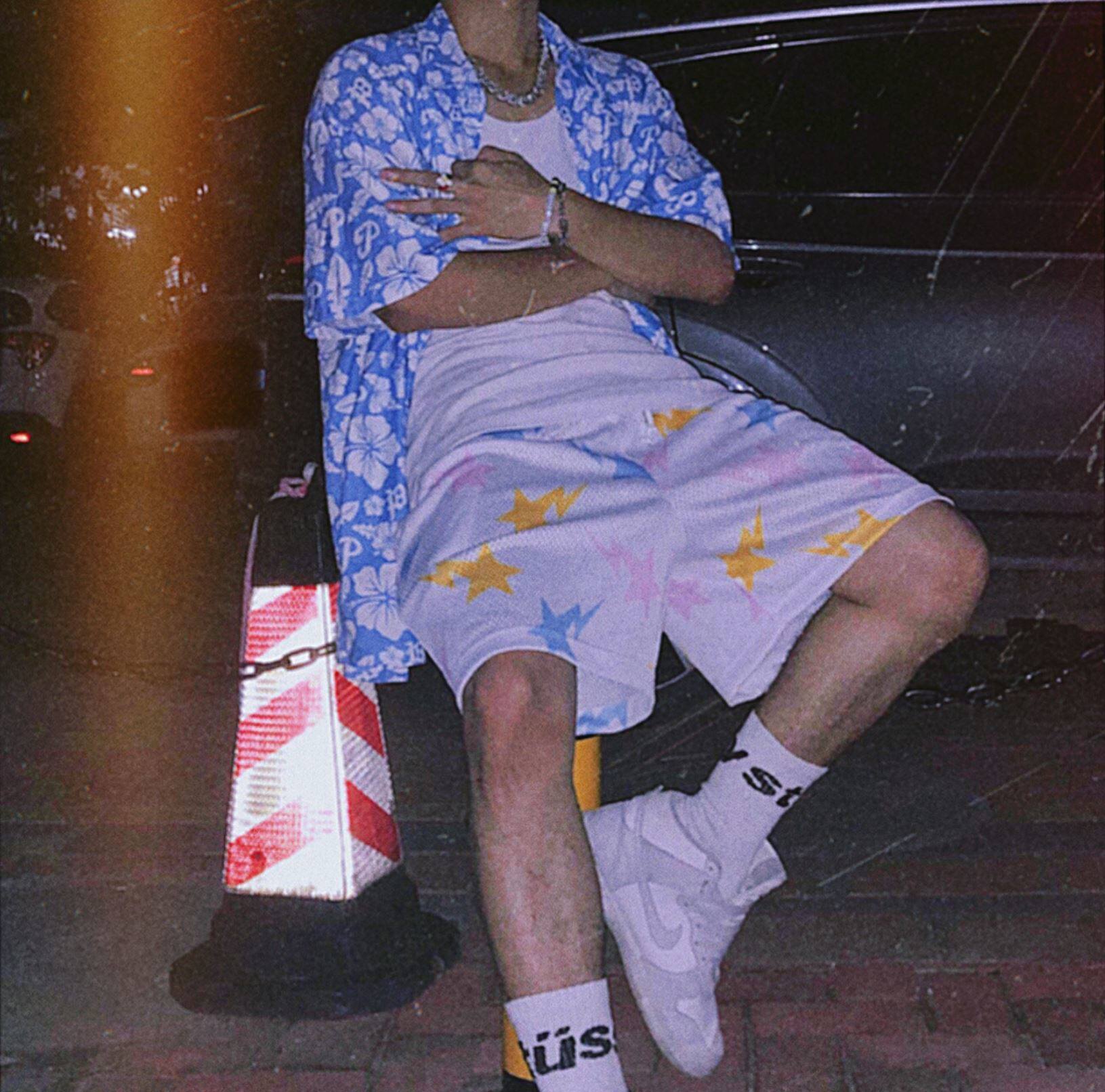 EE print shorts logo sweatpants mesh drawstring American shorts