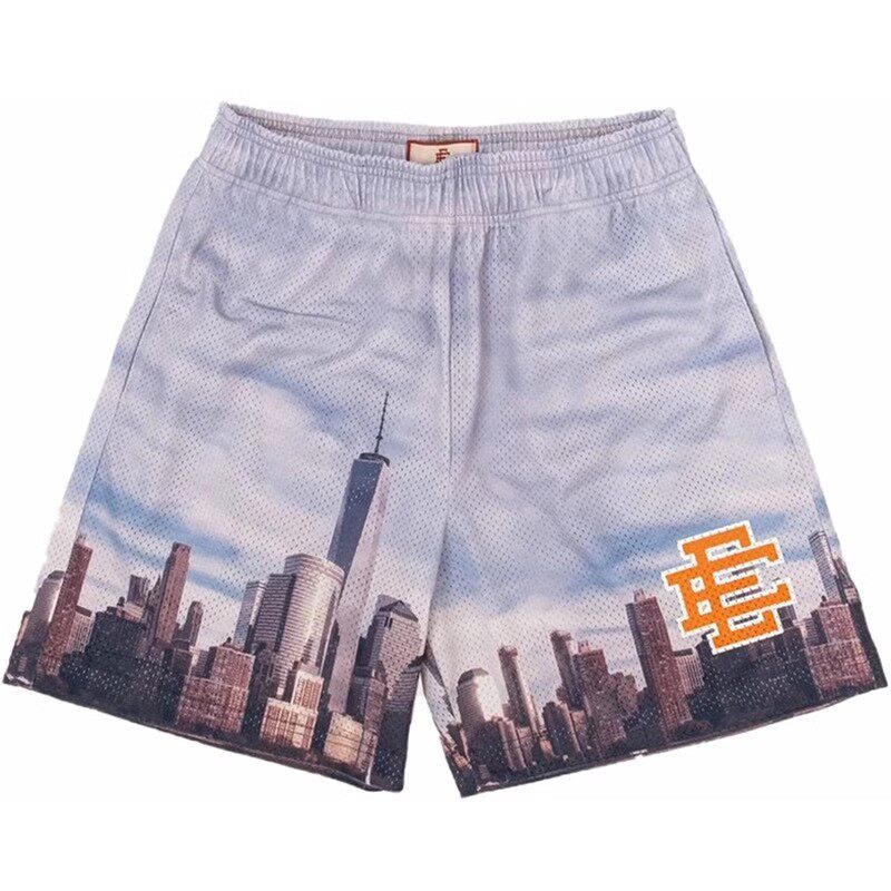 New EE American casual fitness shorts muscular men sports quarter pants mesh breathable style European and American stars with the same style