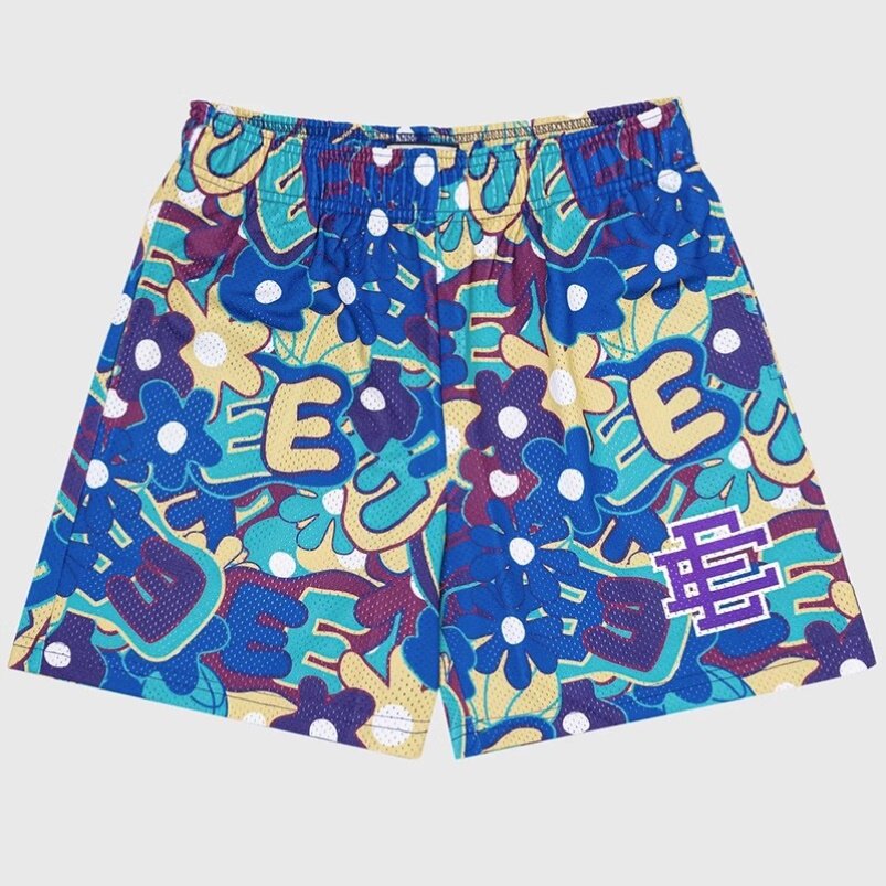 EE print shorts logo sweatpants mesh drawstring American shorts