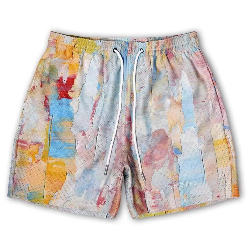 EE print shorts logo sweatpants mesh drawstring American shorts