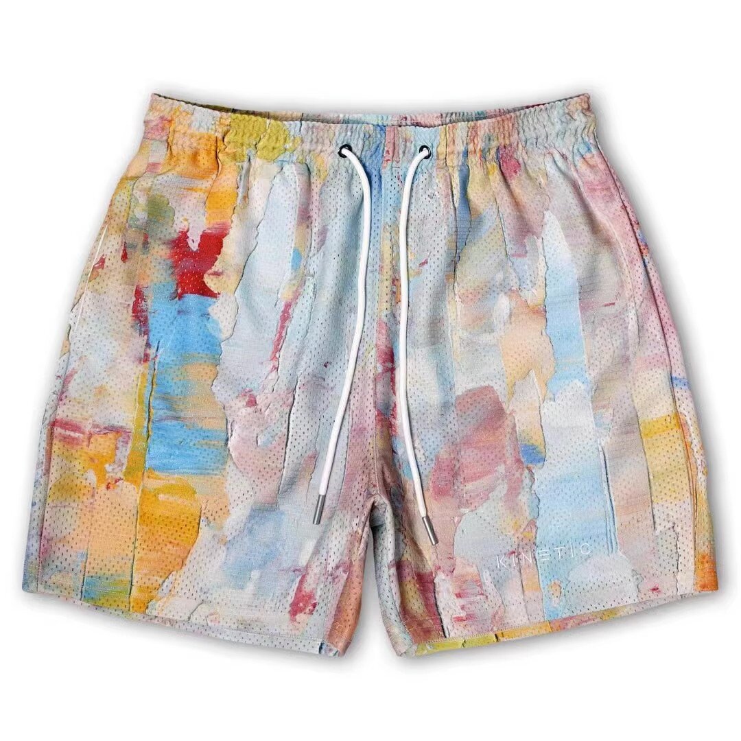 EE print shorts logo sweatpants mesh drawstring American shorts
