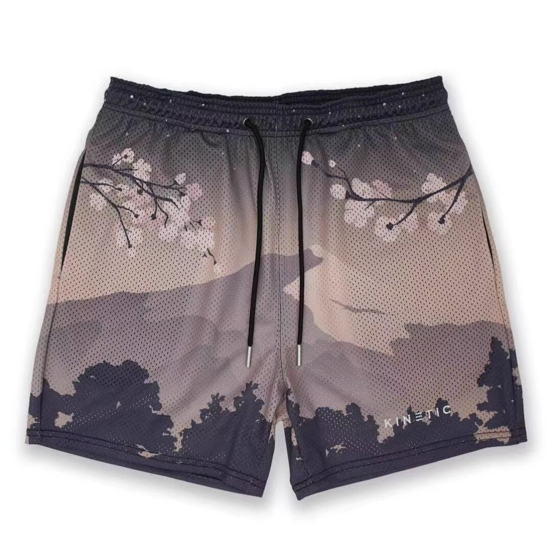 EE print shorts logo sweatpants mesh drawstring American shorts