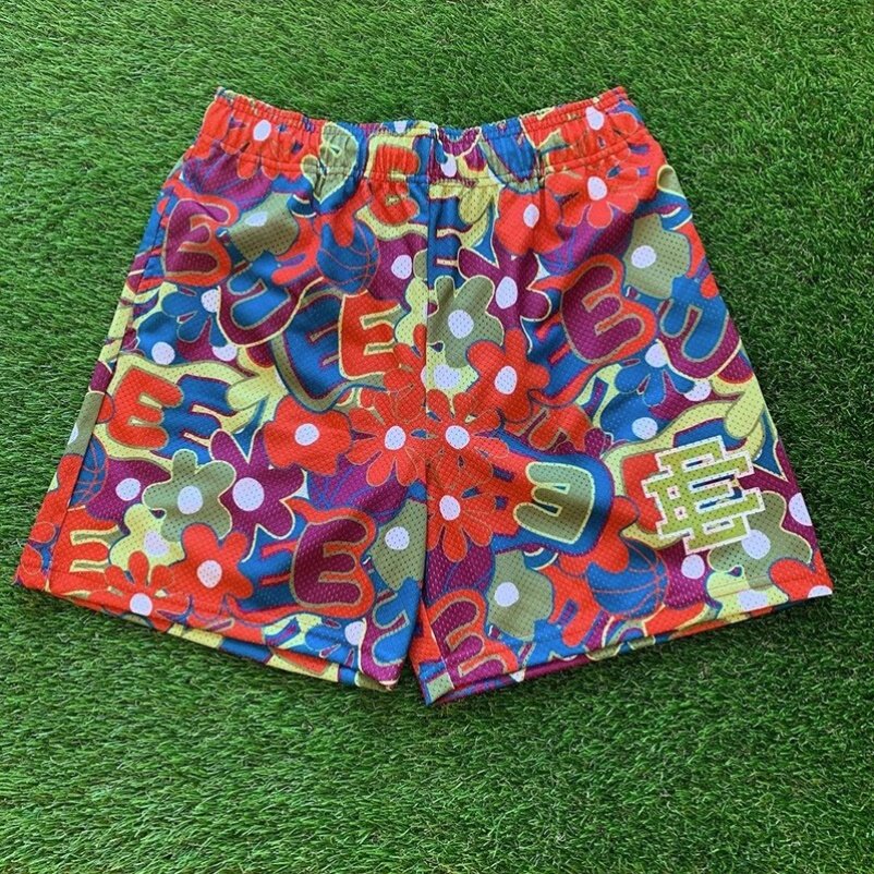 EE print shorts logo sweatpants mesh drawstring American shorts