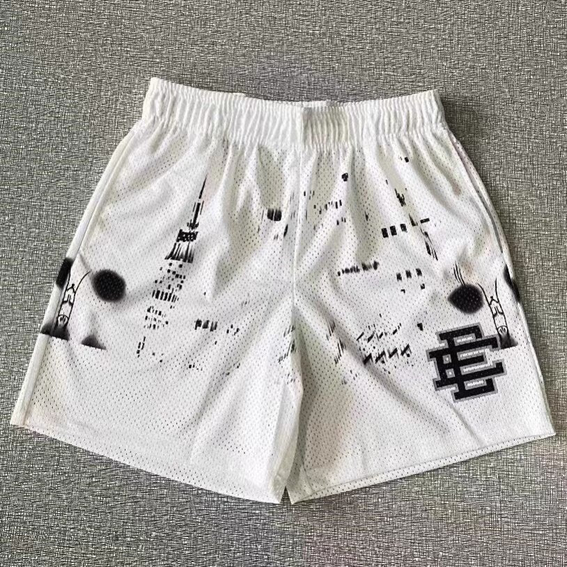 EE print shorts logo sweatpants mesh drawstring American shorts
