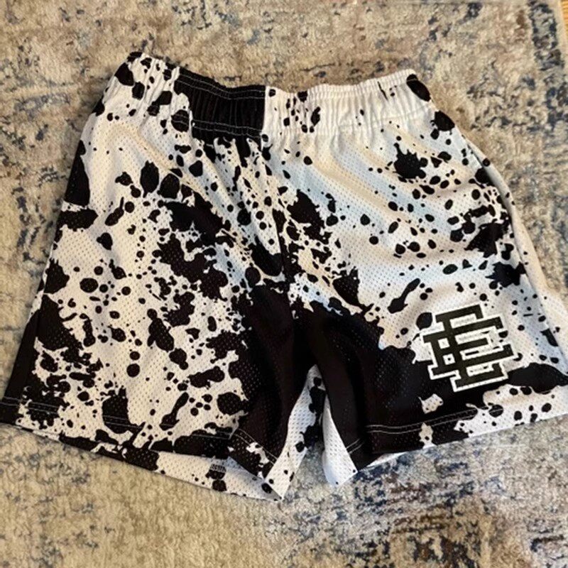 New EE American casual fitness shorts muscular men sports quarter pants mesh breathable style European and American stars with the same style