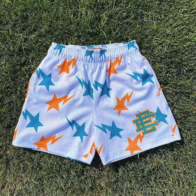 EE print shorts logo sweatpants mesh drawstring American shorts