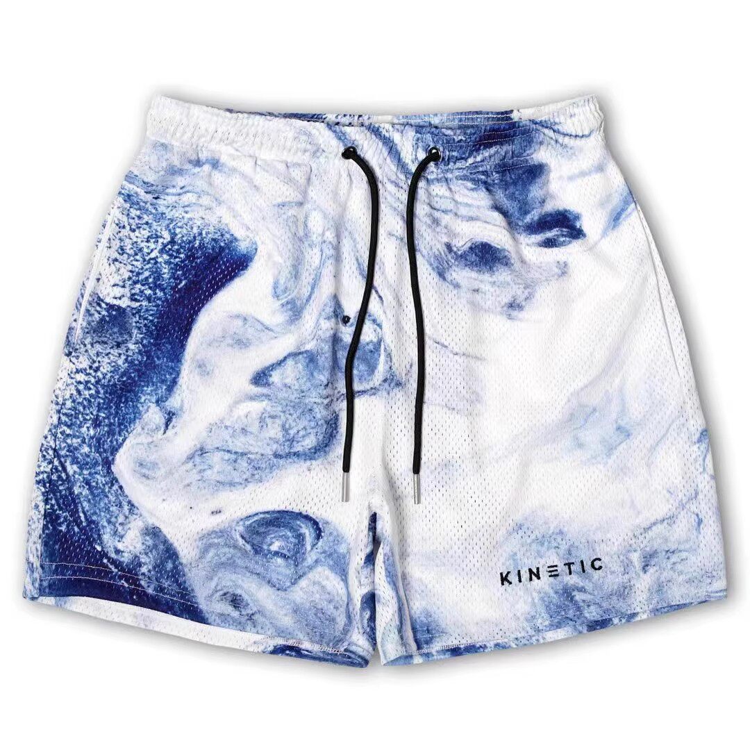 New EE American casual fitness shorts muscular men sports quarter pants mesh breathable style European and American stars with the same style