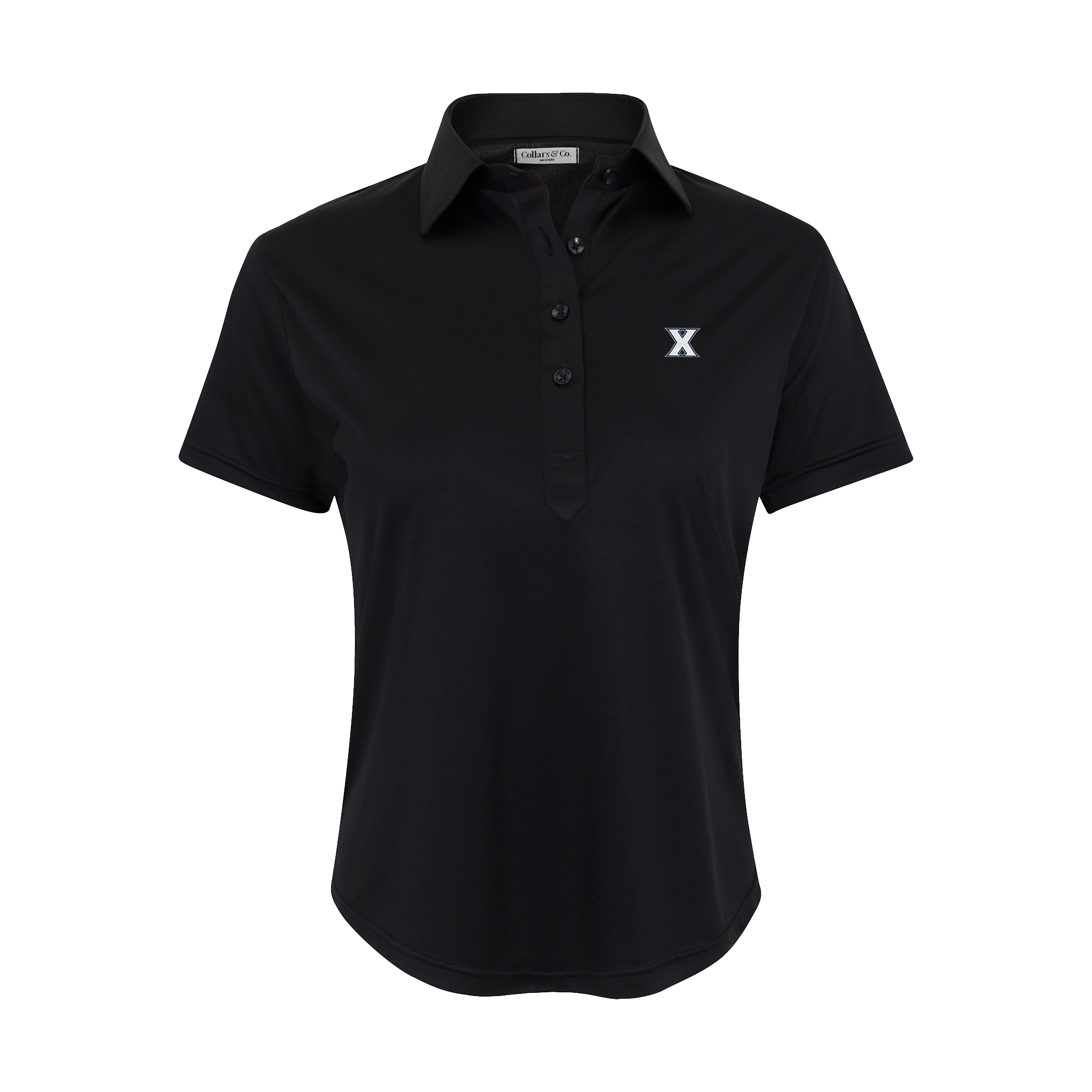 Xavier Women's Cap Sleeve Semi Spread Polo Black